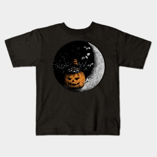 Vintage Spooky Halloween Cat Kids T-Shirt